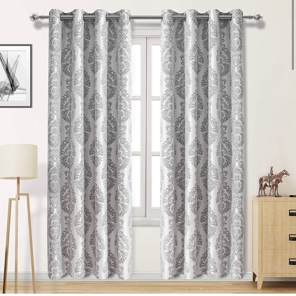 DWCN FAUX LINEN 100% blackout curtains/2 panels grey 52x84in